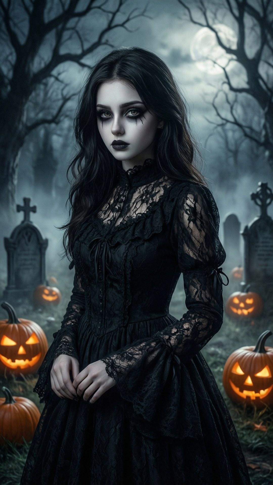 Gothic Graveyard Beauty by Wallpapers.art Studio