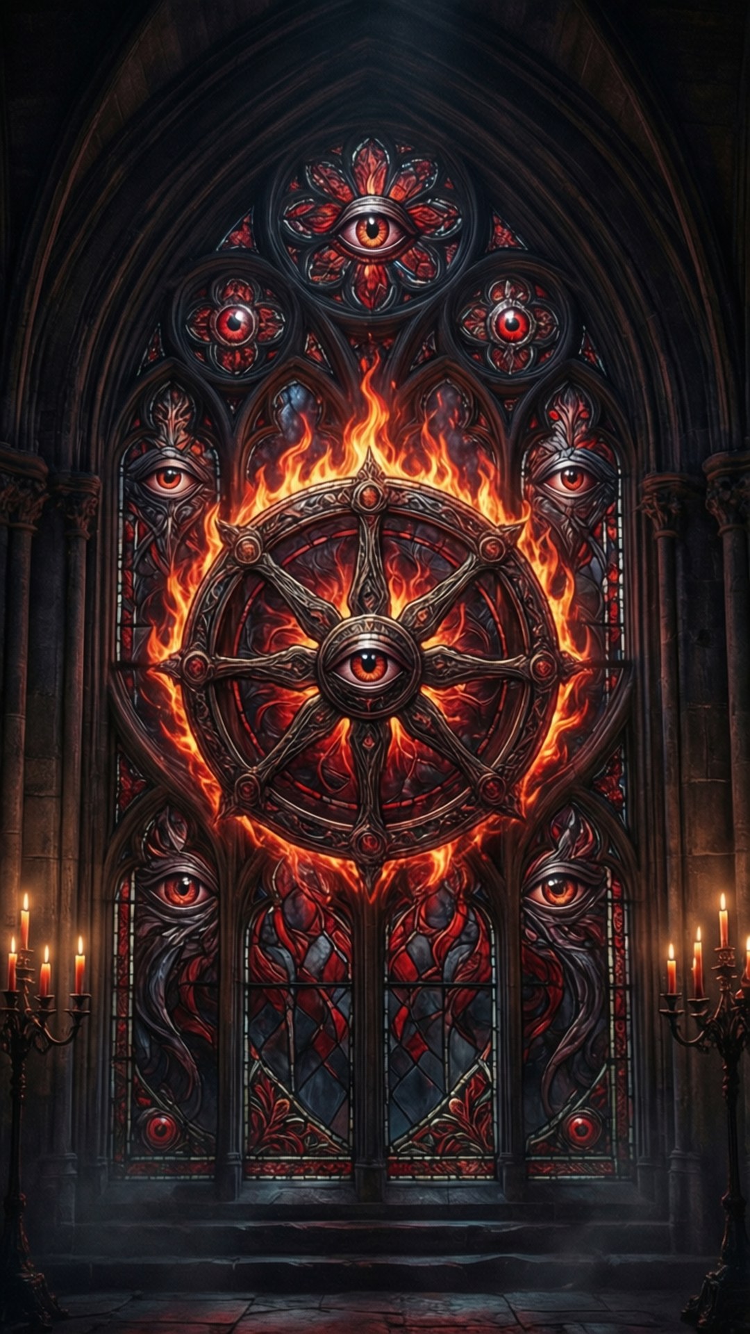 Gothic Ophanim Stained Glass by Wallpapers.art Studio