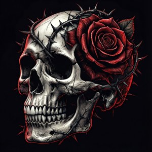 Gothic Rose and Skull