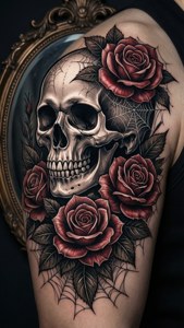Gothic Skull and Roses