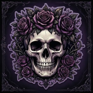 Gothic Skull Floral Sticker
