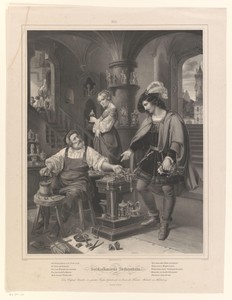 Goudsmid in zijn winkel