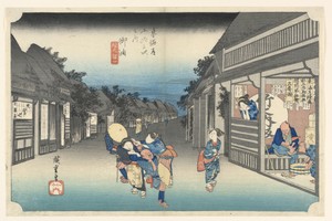 Goyu, Women Detaining Travelers, in The Fifty-Three Stations of the Tokaido Road (Tokaido Gojusan Tsugi-no Uchi)