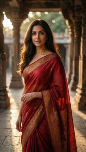 Grace in Red Saree