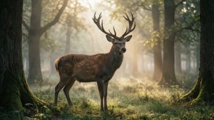 Graceful Deer in Misty Forest