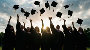 Graduation Caps Fly