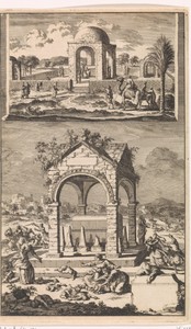 Graf en gedenksteen van Rachel in Bethlehem met de kindermoord te Bethlehem