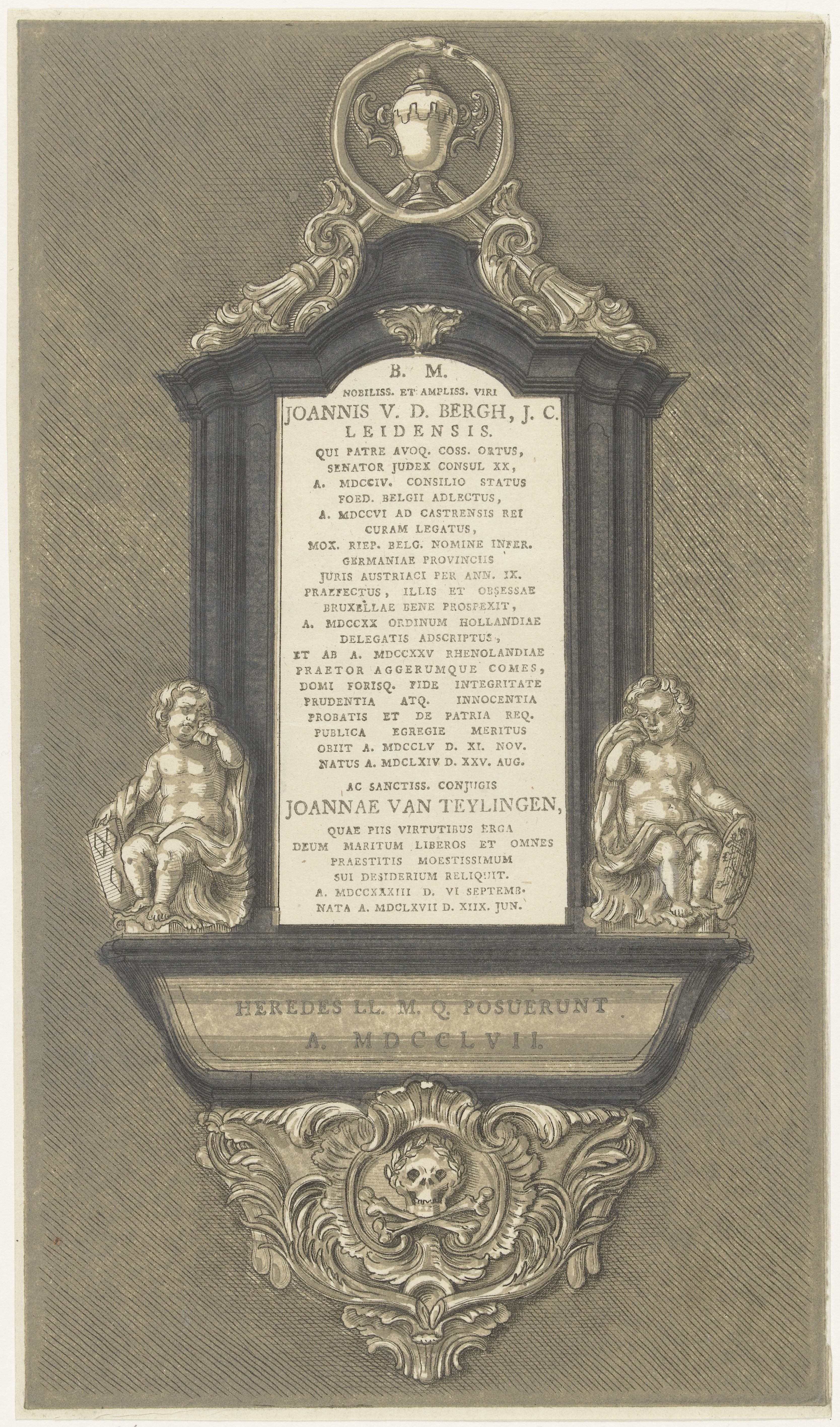 Grafmonument voor Johannes van den Bergh en zijn vrouw Joanna van Teylingen te Leiden by Abraham Delfos
