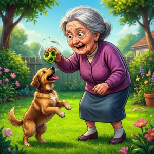 Grandma and Dog Play
