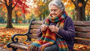 Grandma Knitting Autumn