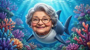 Grandma Shark Coral Reef Smile