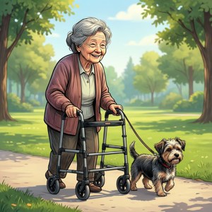 Grandma Walking Dog