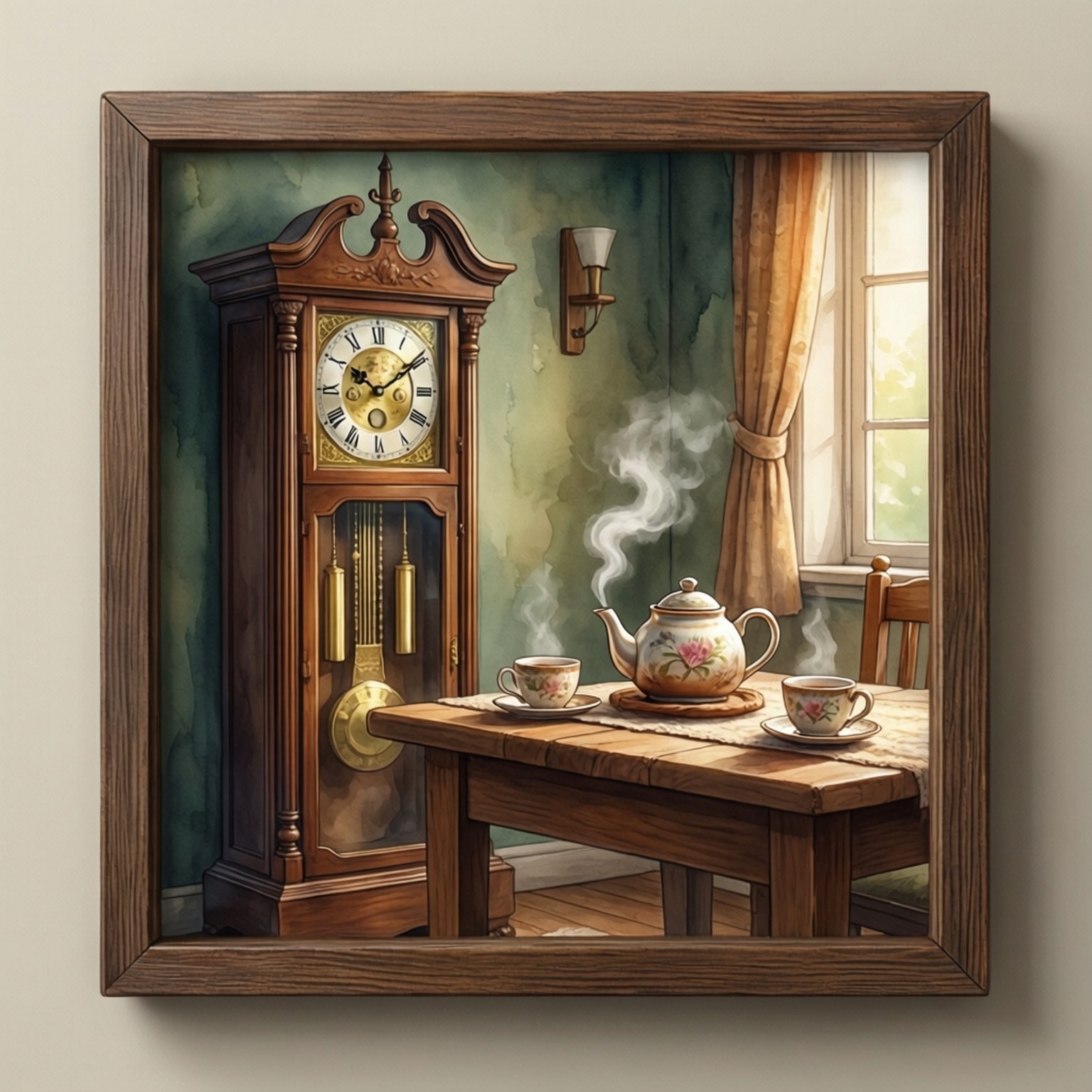 Grandmother Clock Tea by Wallpapers.art Studio