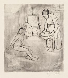 Grandmother with Louise, Nude Seated on the Floor (Grand-Mère et Louise Nue Assise par Terre)