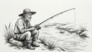 Grandpa Fishing Line Art