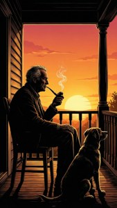 Grandpa on Porch Sunset