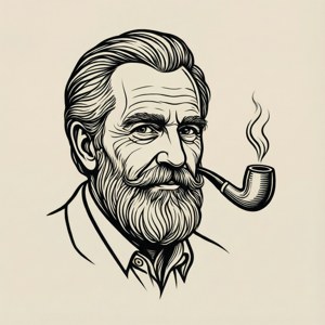 Grandpa Pipe Line Art