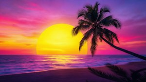 Graphic Sunset Palm