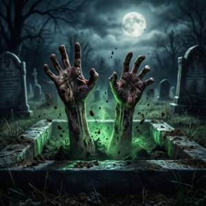 Grave Bursting Zombie Hands