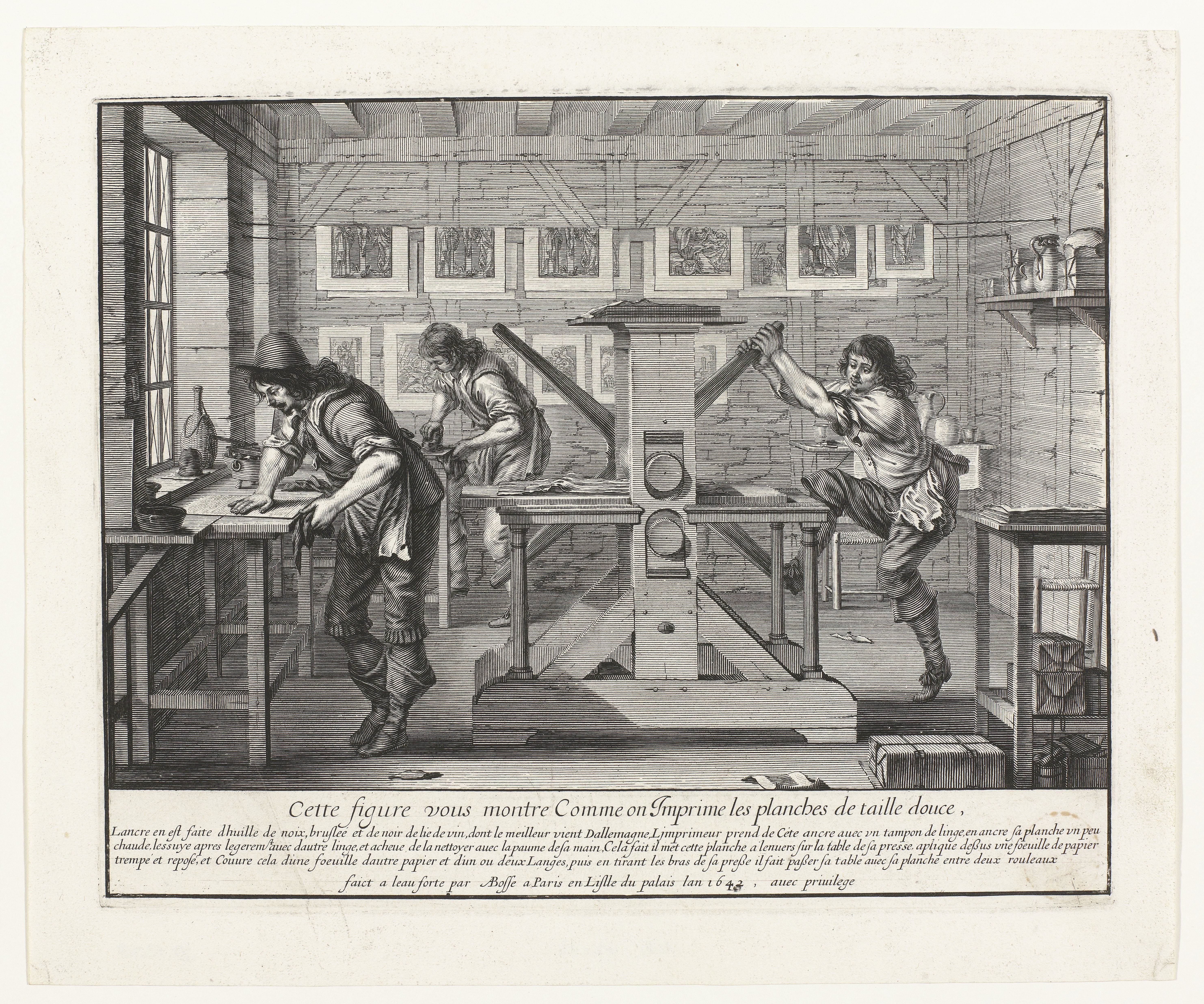 Graveur in zijn werkplaats by Abraham Bosse