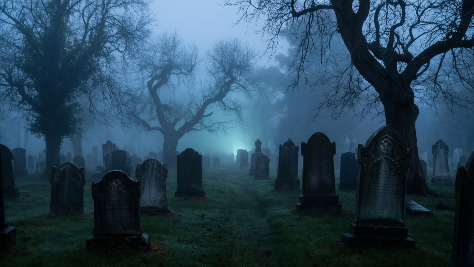 Graveyard in the Fog by Wallpapers.art Studio