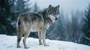 Gray Wolf in Snow