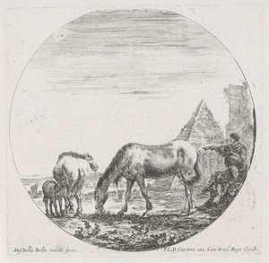 Grazende paarden bij de Piramide van Cestius