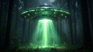 Green Beam Forest Night