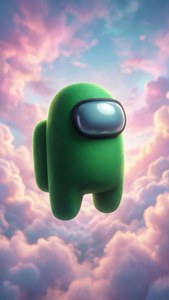 Green Crewmate in Clouds