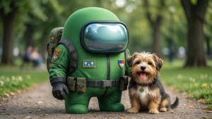 Green Crewmate with Pet