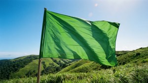 Green Flag Over Hills