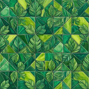 Green Geometric Leaves