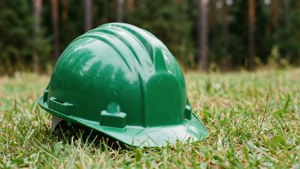 Green Hard Hat in Nature