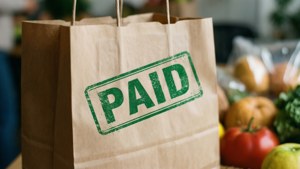 Green Paid on Paper Bag