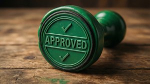 Green Stamp on Wood