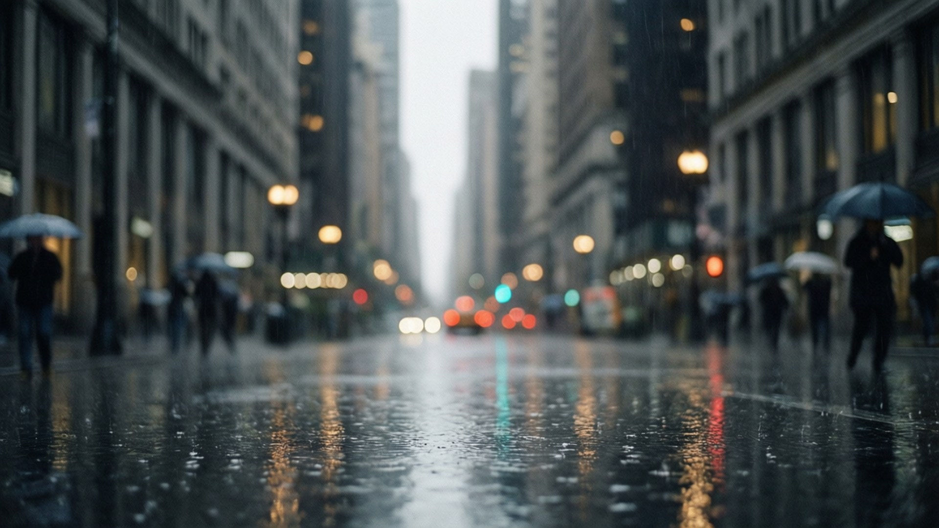 Grey Rainy City by Wallpapers.art Studio
