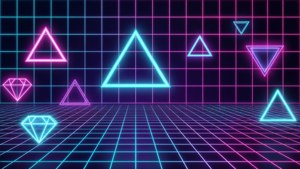 Grid with Neon Triangles