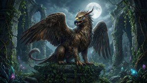 Griffin at Moonlit Ruins