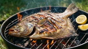 Grilled Flounder on Barbecue