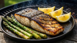 Grilled Halibut with Asparagus
