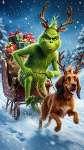 Grinch and Max Sledding