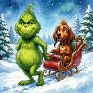 Grinch and Max Sleigh
