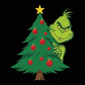Grinch Behind Tree