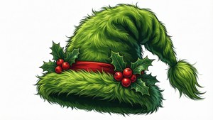 Grinch Hat with Holly Berries
