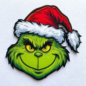 Grinch Head with Santa Hat