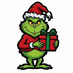 Grinch Holding Gift