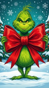 Grinch Holding Gift