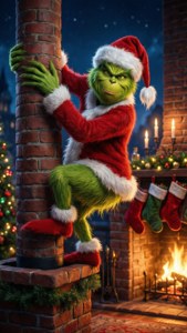 Grinch Santa Chimney
