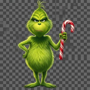 Grinch with Candy Cane Transparent