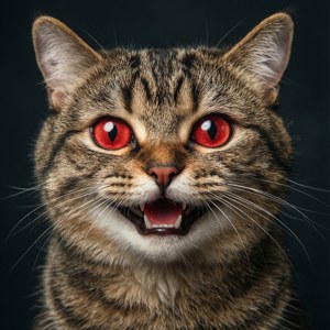 Grinning Cat Red Eyes